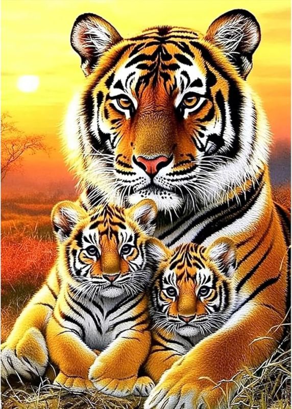 Diamond Painting Tigres 20x30 cm ronds
