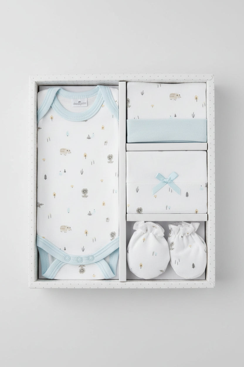 Don Algodon | Kraamcadeau Babykleding Set 5-delig (100% Katoen) - Zachtblauw