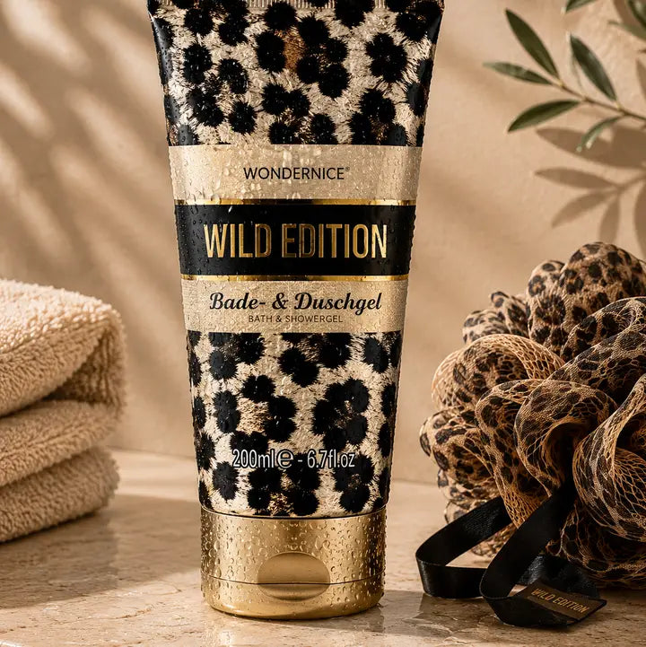Wild Edition Bad- en douchegel 200 ml met peelingspons