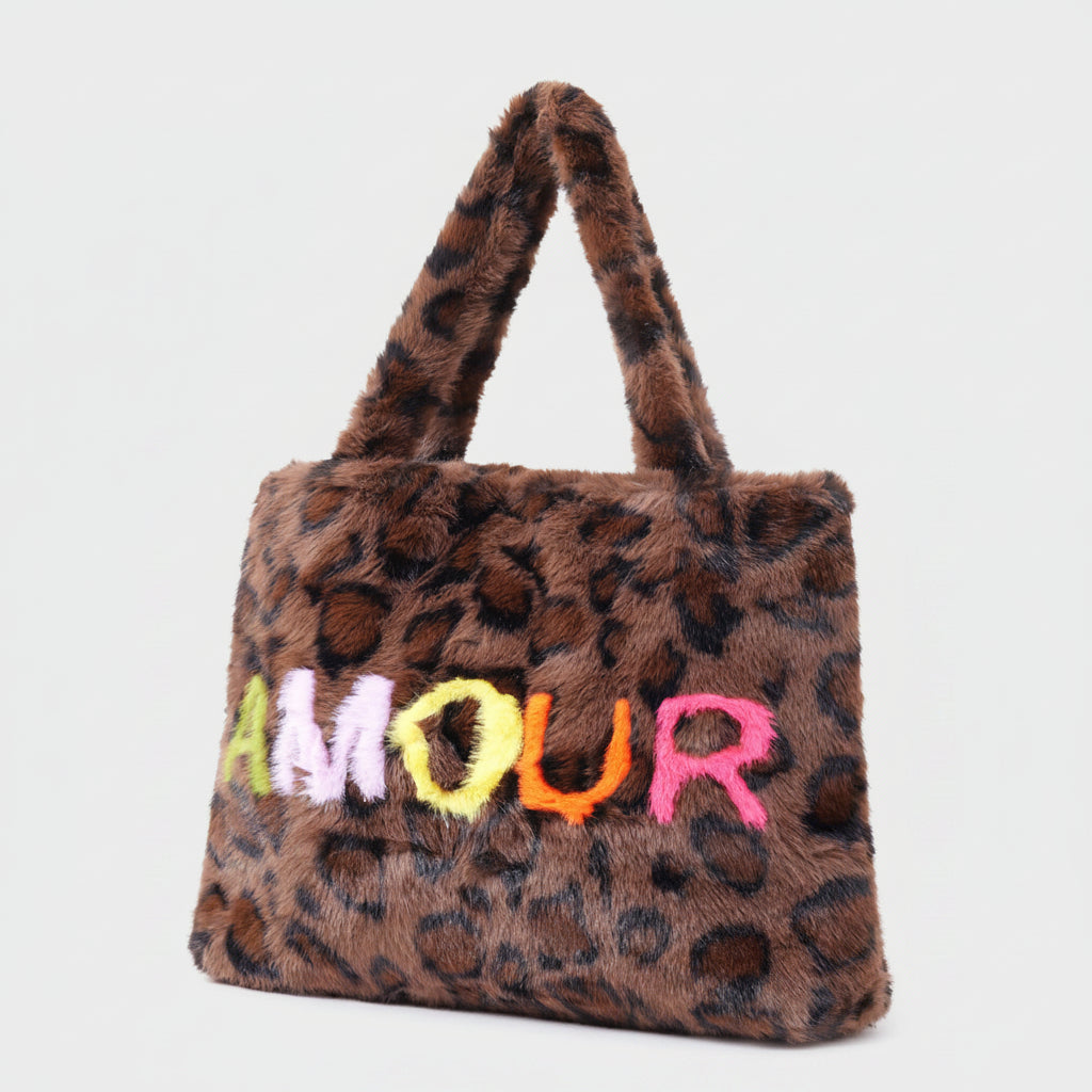 Fluffy Shopper Bag Leopard 45x33 cm | AMOUR