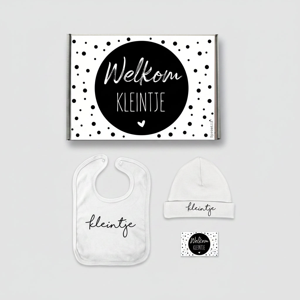 Kraamcadeau Set: 'Welkom Kleintje' – Wit