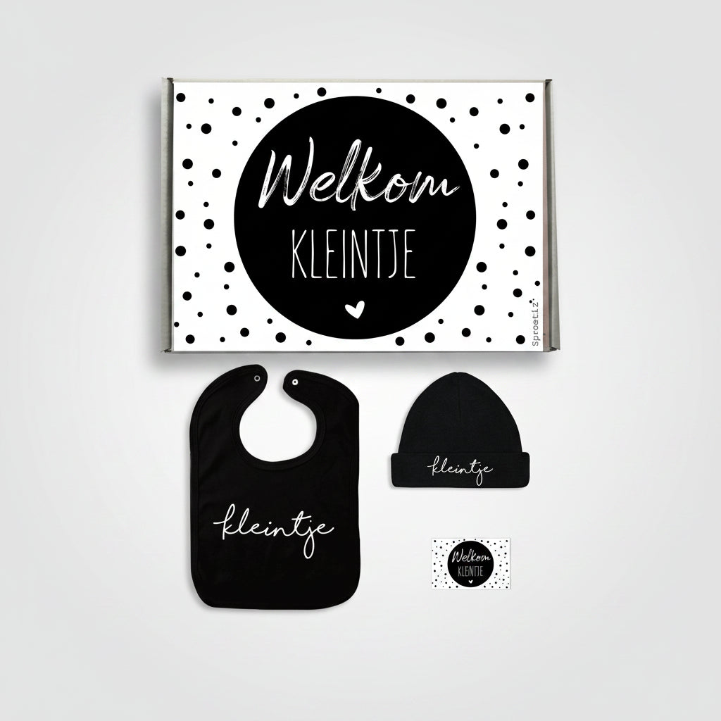 Kraamcadeau Set: 'Welkom Kleintje' – Zwart