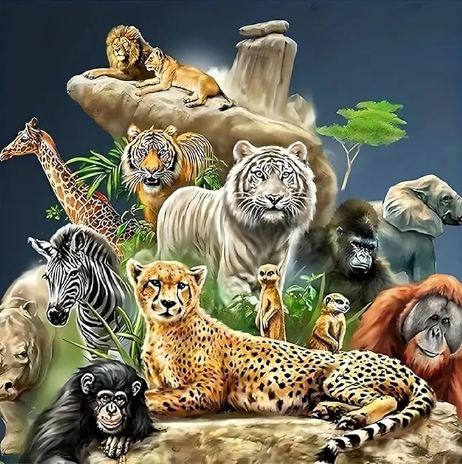 Diamond Painting Wilde Dieren 50x40 cm | Cadeau voor natuurliefhebbers