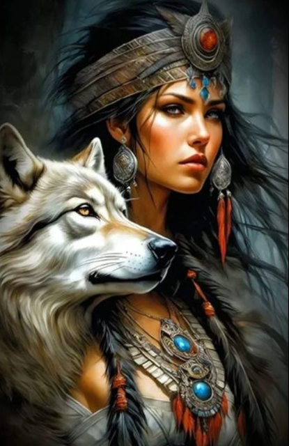 Diamond Painting Wolf Girl 40x30 cm | Mystiek cadeau voor haar
