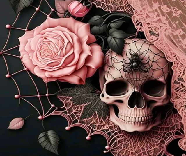 Diamond Painting Pink Skull 30x20 cm | Stoer roze cadeau voor haar
