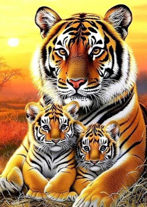 Diamond Painting Tijgers 30x20 cm | Krachtig cadeau voor dierenliefhebbers