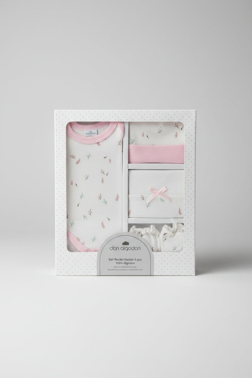 Don Algodon | Kraamcadeau Babykleding Set 5-delig (100% Katoen) - Zachtroze