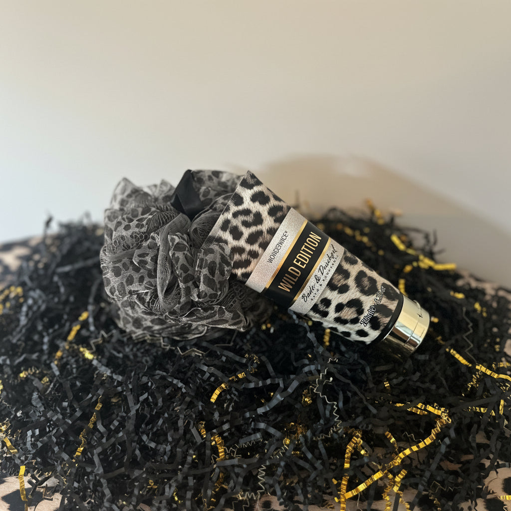 Wild Edition Bad- en douchegel 200 ml met peelingspons