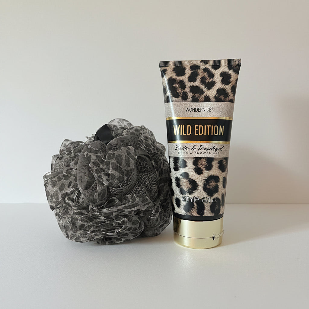 Wild Edition Bad- en douchegel 200 ml met peelingspons