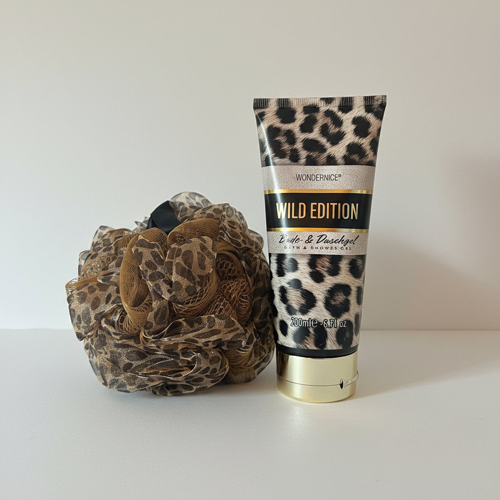 Wild Edition Bad- en douchegel 200 ml met peelingspons